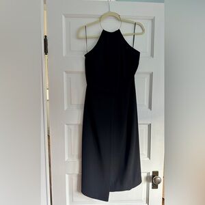 Keepsake Black Gold Ring Halter Dress